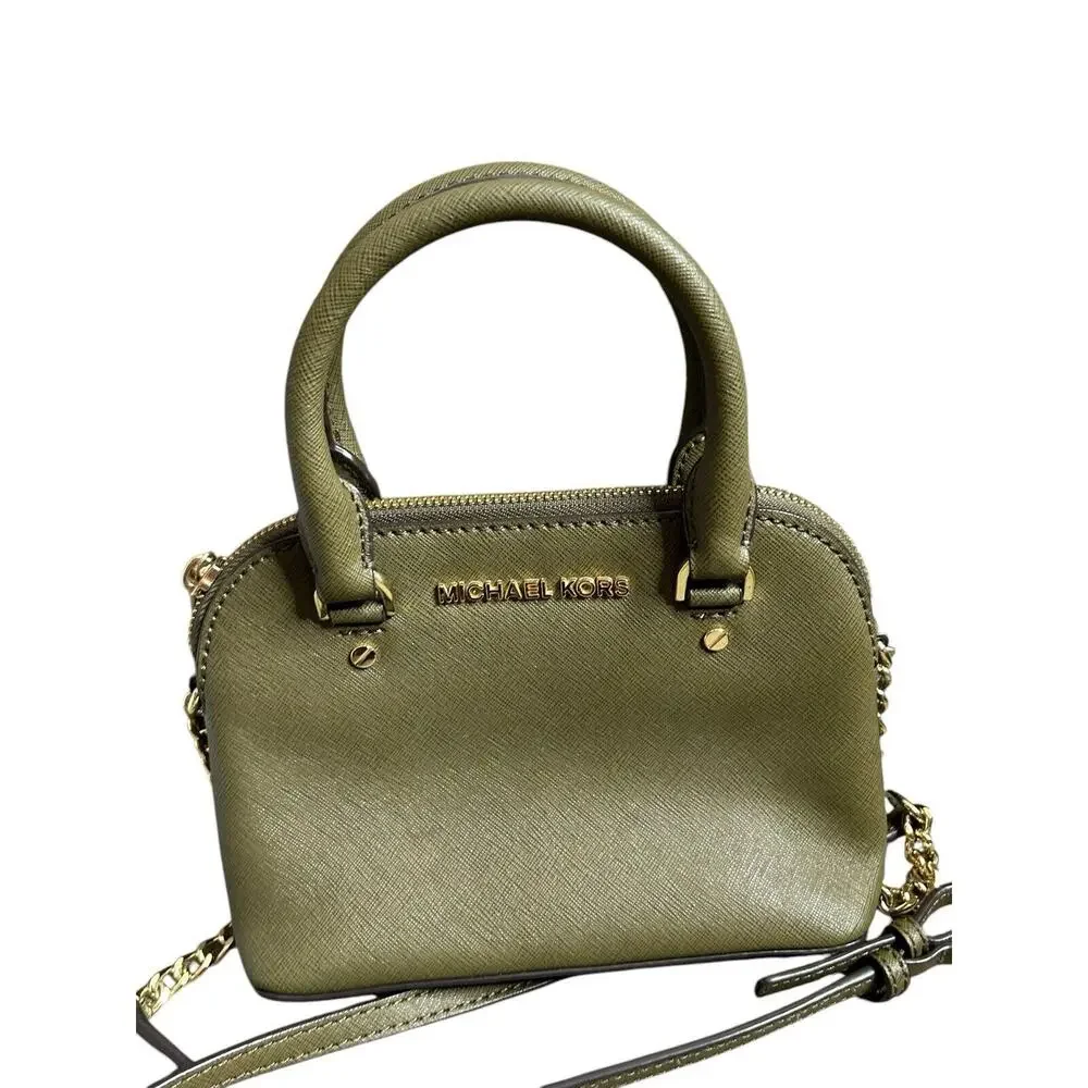 Michael Kors Cindy Mini Dome‎ Crossbody Green with long strap
